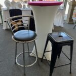 black & chrome bar stools